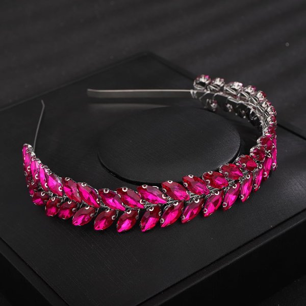 Teyglen Wedding Rhinestone Crystal Headband Bridal Rose Red Crystal Hair Crown Handmade Full Black Red Blue Rhinestone Hair Pieces Band Vintage Headpieces Hair Jewelry for Wedding Prom Birthday Party