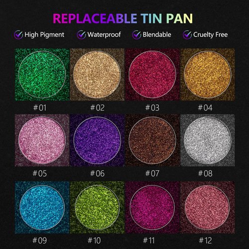 Fillwie Glitter Eyeshadow Tin Palette - Chunky High Pigmented Pink Sparkle eyeshadow, Waterproof Metallic Face Glitter, Vegan Cruelty-Free Beauty (Pink#5)