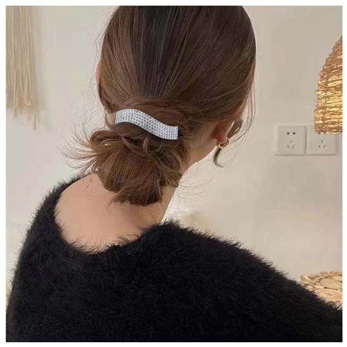Allereyae Vintage Crystal Hair Clip Barrette CZ Rhinestone Hair Barrette Clip Silver Shiny Wedding Headpieces Crystal French Head Clip Decorative Headwear Bride Hair Accessories for Women and Girls