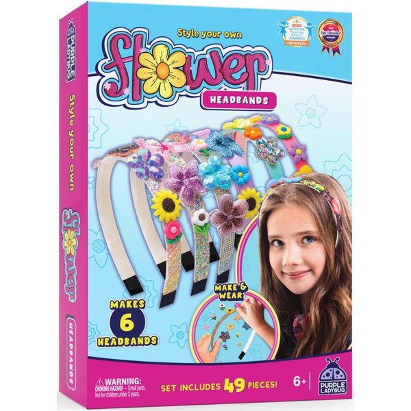 PURPLE LADYBUG DIY Headbands & Hair Accessories - Headband Making Kit for Girls Ages 5-7 Years Old - Great Easter Gifts for Girls or Easter Basket Stuffers for Girls - Birthday Gifts for Girls 6-8+