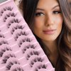 10 Pairs Lashes False Eyelashes Natural Look Cat Eye Wispy Manga Lashes Mink Lashes Fluffy Eye Lashes Pack Clear Lash Band Fake Eyelashes