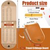 Liliful 2 Sets Portable Cribbage Board Game Set Leather Travel Cribbage Board Travel Games Each Set with 4 Metal Cribbage Board Pegs, 1 Mini Cribbage Board, 2 Track 1 Storage Slot