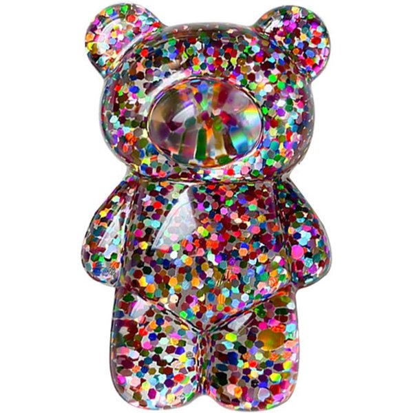 1Pc Multicolor Cute Bear Mobile Phone Finger Holder Mobile Phone Cartoon Foldable Epoxy Sequins 3D Shaped Phone Grip Tok Folding Bracket for Desktop Mobile Phone Accessories