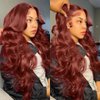 AILICEEHR 26 Inch 13x6 Reddish Brown Body Wave HD Transparent Lace Front Wigs Human Hair Auburn Colored Body Wave Lace Frontal Wigs Pre Plucked with Baby Hair For Black Women 180% Density