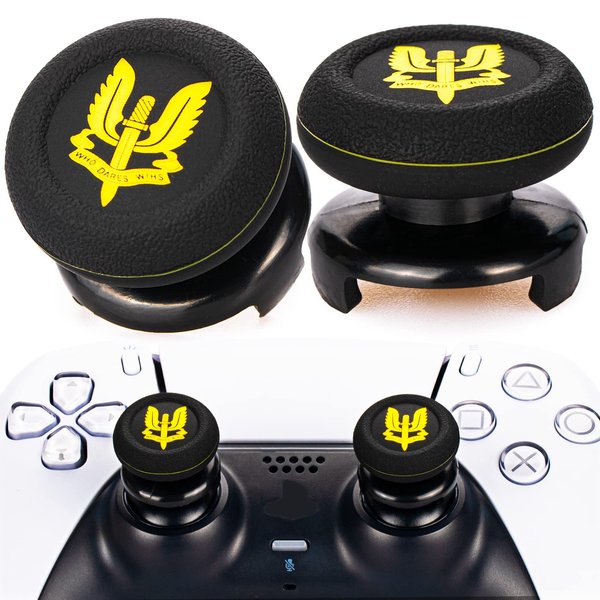 Playrealm FPS Thumbstick Extender & Printing Rubber Silicone Grip Cover 2 Sets for PS5 Dualsenese & PS4 Controller (SAS Who Dares Wins)