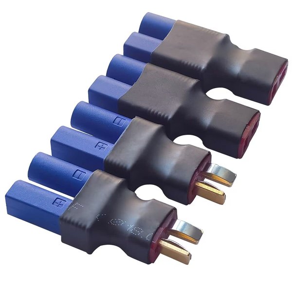 AYECEHI 2Pairs EC5 to T-Plug Deans Style Male Female RC Connector Adapter EC5 Male to T Plug Female, EC5 Female to T-Plug Male Compatible with Arrma E-flite for RC Car Truck Airplane Lipo and More