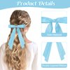 6PCS Ribbon Bows knot Hair Clips for Women Girls, Silky Satin Tassel Barrettes With Long Tail, Cute Ponytail Holder Hair Styling Accessories (6 colors,Blue)
