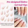 Lifextol 240pc Ombre Almond Press on Nail short Fake Nails Press ons Glue on Nails with Glue & Adhesive Tabs, Acrylic Nails Press on Nails Almond False Gel X Nail Tips Stick on Artificial Fingernails