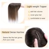 SEGO Hair Toppers for Women Real Human Hair With Bangs 7 * 13CM Silk Base 100% Remy Human Hair Clip in Top Wiglet Hair Pieces for Thinning Hair -12 Inch Dark Brown ombre Light Brown