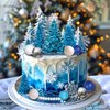 Snowflake Cake Toppers with Blue Ball Cake Decoration for Wedding Cake Decoration Birthday Party Christmas Themed Party Supplies