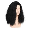 Kaneles Mens Long Curly Black Wig Side Part Fuffy 80s Rocker Wig Synthetic Hair Halloween Cosplay Anime Costume Wig for Male Guy
