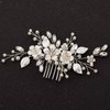 SWEETV Handmade Silver Bridal Hair Comb Clip for Wedding Hair Accessories for Brides,Wedding Hair Pieces for Brides Women