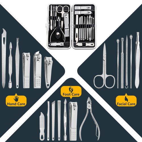 XIFEPFR Manicure Set - Cuticle Remover Cream, 19Pcs Nail Clipper Pedicure Kit, Professional Grooming Kit with Black Luxurious Travel Case, Stainless Steel Nail Kit for Men Women, Gifts for Women