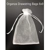 Jexila 100pcs White Organza Bags 6X9 Inch Sheer Mesh Drawstring Bags for Wedding Baby Shower Party Favor Jewelry Gift Bags (White)