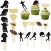 45Pcs Football Cupcake Toppers Football Cake Topper Supplies, Football Cake Decorations Gifts, Football Birthday Party Decorations, Football Cupcake Liners Decor Suitable for Football Themed Parties