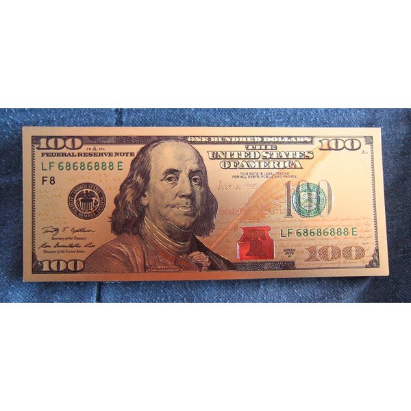 UNC 2009 $100 One Hundred Dollars 24k Gold Pressed Note