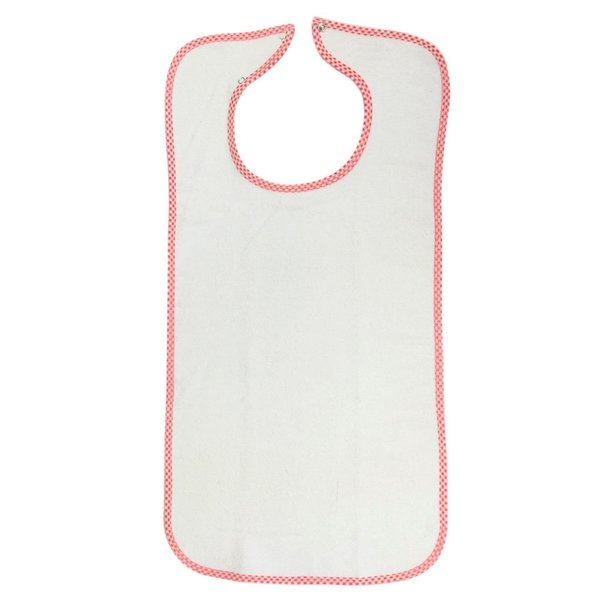 White Washable Adult Bib-Terry Cloth with Snap Closure (White)