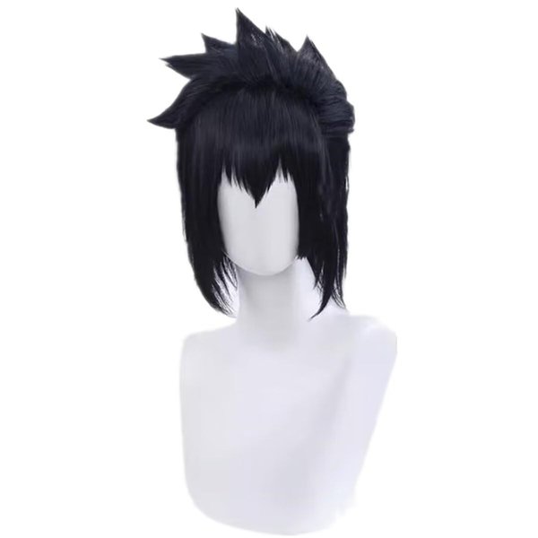 NiceLisa Black Short Fluffy Men's Role Sasuke Uchiha Cosplay Costume Wig with Bangs (not styled)