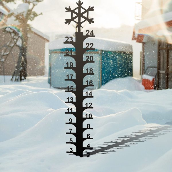 Flexyony Outdoor Snow Gauge 24 Inch Iron Art Snow Gauge Detachable Christmas Snowflake Snowfall Measuring Gauge Handmade Snow Measuring Stick for Garden Yard Christmas Decoration Gift (A-Snowflake)