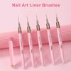 5Pcs Nail Art Liner Brushes,Liner Brush For Nails Gel,Fine Line Nail Art Brush,Nail Art Striping Brushes,Painting Art Design Pen For Long Lines, Thin Details, Fine Drawing Sizes 5/9/13/20/25mm
