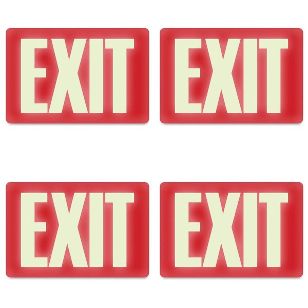Headline Sign 4792 Glow-in-The-Dark Exit Sign, 8 Inches by 12 Inches, 4 Packs