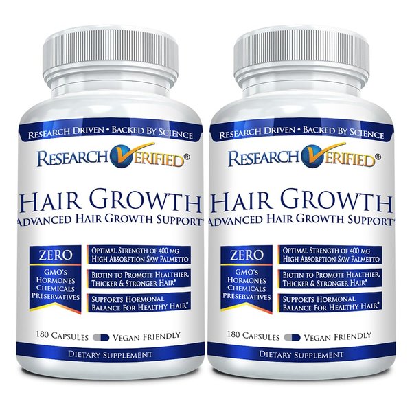 Research Verified Hair Growth Support - with Biotin, DHT Blockers & Vitamins - Hair Growth and Hair Loss Prevention - 360 Capsules - 6 Month Supply