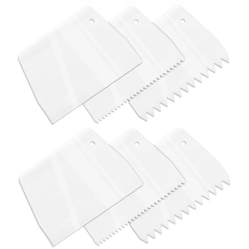 6 Pcs Glue Spreader, Reusable Adhesive Spreader 3 Different Types Notched Plastic Glue Applicator Kits for Applying Glues Epoxy PET Putty(White)