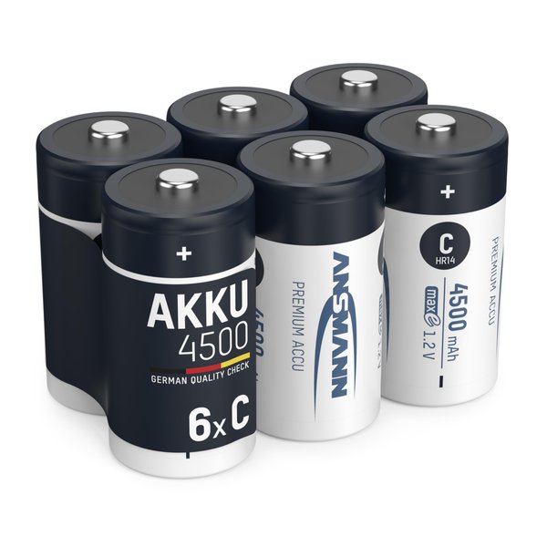 ANSMANN Rechargeable C Batteries 4500mAh maxE ready2use NiMH Professional C Battery pre-charged Power Accu for flashlight etc. (4-Pack)