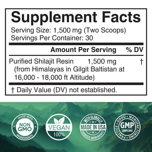 Pure Himalayan Shilajit Resin 1500mg | 40% Fulvic Acid (Maximum Potency) | Natural Shilajit for Men & Women with 85+ Trace Minerals Supplement for Energy & Performance | Non GMO | 50 Grams