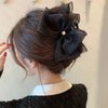 AUOCATTAIL Black Tulle Big Bow Hair Claw Clips Fashion Elegant Bowknot Nonslip Hairpin Ponytail Clip Hair Accessories for Women Girl