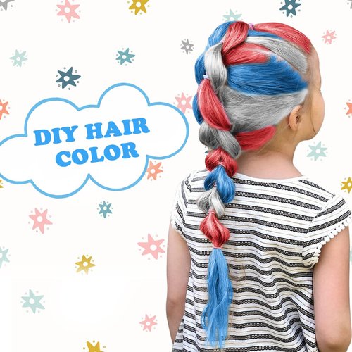 New Hair Chalk Comb for Girls Kids, Washable Temporary Hair Color Dye for Kids Age 5 6 7 8 9 10+ Birthday Party Gift Cosplay DIY, Children's Days (Red & White & Blue)