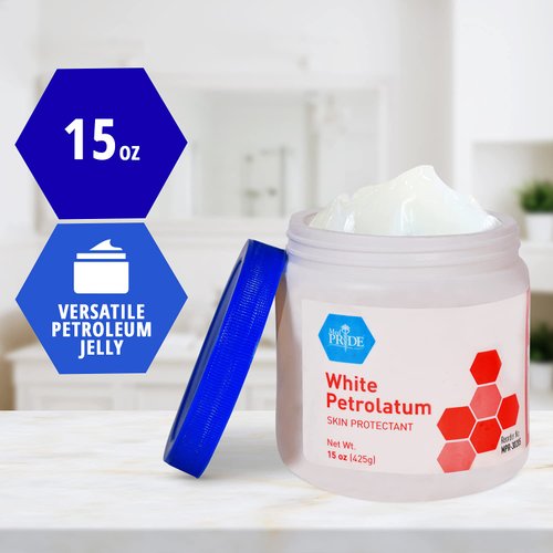 MED PRIDE Pure White Petrolatum Jelly Tub - Effective Skin Protectant For Dry Skin, Rashes, Minor Burns & Wounds- Powerful Moisturizer For Chapped Lips, Dry Hands, Chaffed Skin & Diaper Rash- 15oz
