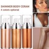 Body Shimmer Oil, Liquid Body Illuminator Drops Face Body Shimmer Oil Long Lasting Smooth Liquid Highlighter Stick Shimmer Highlighter Liquid Bronzer for Face Body Glitter (#04)