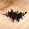 Kercisbeauty Sofe Chiffon Black Rose Flower Headband with Rhinestones Crystal Beads Women Girls Handmade Black Hair Jewelry Wedding Hair Piece