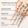Pacifier Clips for Baby Silicone Pacifier Holder Clips for Boys Girls One Piece Baby Binky Clips YIVEKO Pacifier Clips Flower 3Pcs-Ivory+Sage+Blush
