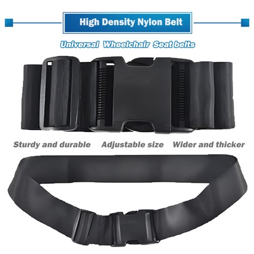 GFertre Wheelchair Safety Strap Seat Belt, 86" Adjustable Length/ 2" Wide - Black Anti-Slip and Anti-Fall Wheelchair Fixation Belt, Extra Long Size-Suitable for Obese People