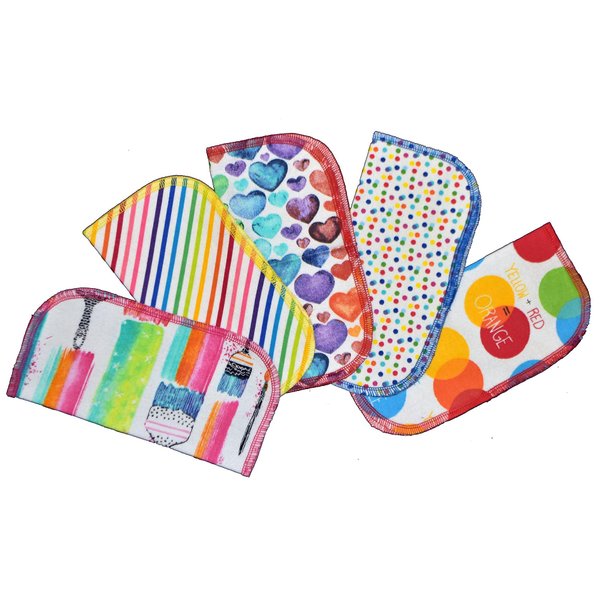 Gina's Soft Cloth Shop 1 Ply Printed Flannel 8x8 Inches Set of 5 Color Me Happy
