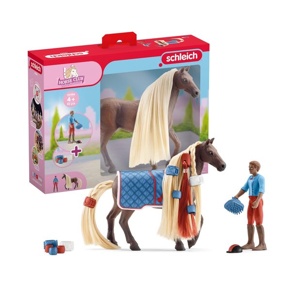 Schleich Horse Club Sofia's Beauties Horse Styling Playset with Figurines - 18-Piece Dream Horse Animal Riding Toy Set with Leo and Rocky, Brushable Hair for Boys and Girls, Gift for Kids Age 4+