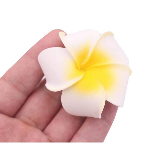 12Pcs White Hawaiian Plumeria Flower Hair Clip Foam Flower Hawaii Hair Clips Hair Pins Artificial Plumeria Hair Clips Hair Accessory Decorations for Beach Bridal Wedding Party Vacation(2.4 Inch)