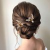 Generic Bridal Wedding Hair Pins for Women Rhinestone Gold Vine Bride Hairpiece Elegant Handmade Gift for Women Girls(2 pcs)