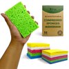 AIRNEX Biodegradable Compressed Cellulose Sponges - Pack of 32 Pop Up Natural Dish Sponges - Multicolor Non Scratch, Heavy Duty, Multipurpose, Compostable and Eco Friendly