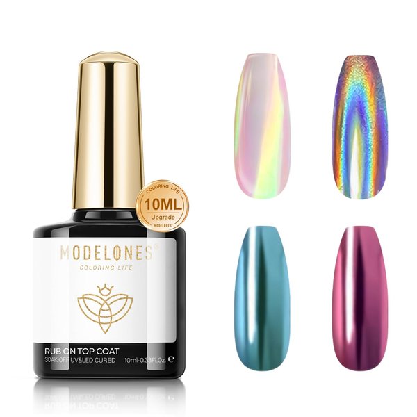 modelones No Wipe Gel Top Coat, High Gloss Shiny Long Lasting Top Coat Gel for Chrome Nail Powder and Clear Nail Gel, 10ml Soak Off Nail Lamp Top Coat Gel Nail Polish for Home DIY and Nail Salon