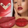 Adurello Dual Ended Liquid Lipstick with Shinny Glitter Lip Gloss Moisturizing Plumping Tinted Lipgloss for Shimmer Lip Makeup (04#)