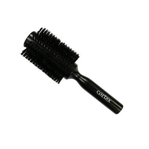 Cortex Professional Boar Bristle Brush for Women and Men - Round Hair Brush for All Hair Types, Soft Bristles, 1.4" Barrel, Black (3")