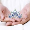 JAKAWIN Flower Girl Headpiece Wedding Hair Comb Rhinestone Tiara Crown Birthday Gift for Girls (Blue)