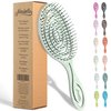 Ninabella Organic Detangling Hair Brush for Women, Men & Children - Does not Pull on Hair - Straightening Brushes for Straight, Curly & Wet Hair - Unique Spiral Hairbrush Green