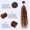 Water Wave Human Hair Bundles Ombre Honey Blonde Curly Bundles, Glossy & Shed-free P4/27 Highlighted Wet And Wavy Human Hair Bundles Weave Brown Piano Color 10A 100% Virgin Hair Single Bundle 16 Inch
