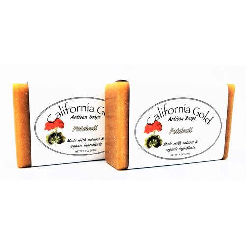 California Gold Artisan Soaps Patchouli Bar Soap with Orange Peel 2-4 oz. Bars (8oz. Total)