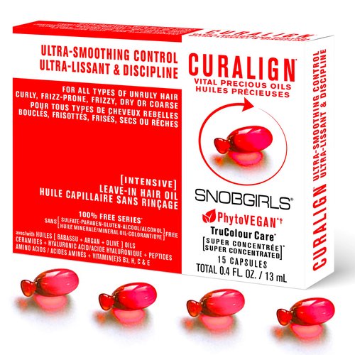 SNOB GIRLS CURALIGN Vegan Hair Oil Ultra Smoothing Control for Unruly, Frizz-Prone Hair. Hair serum with Argan Oil, Ceramides, Hyaluronic Acid & Hair Vitamins (15 Hair Oil Capsules)