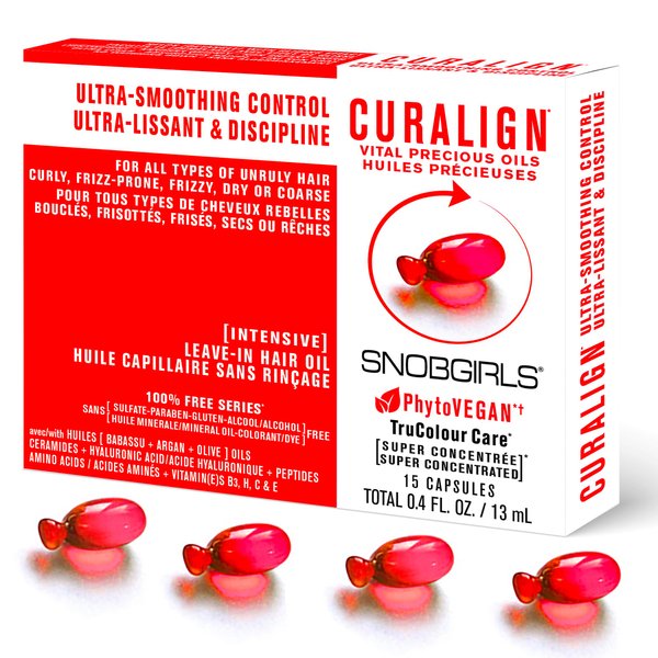 SNOB GIRLS CURALIGN Vegan Hair Oil Ultra Smoothing Control for Unruly, Frizz-Prone Hair. Hair serum with Argan Oil, Ceramides, Hyaluronic Acid & Hair Vitamins (15 Hair Oil Capsules)